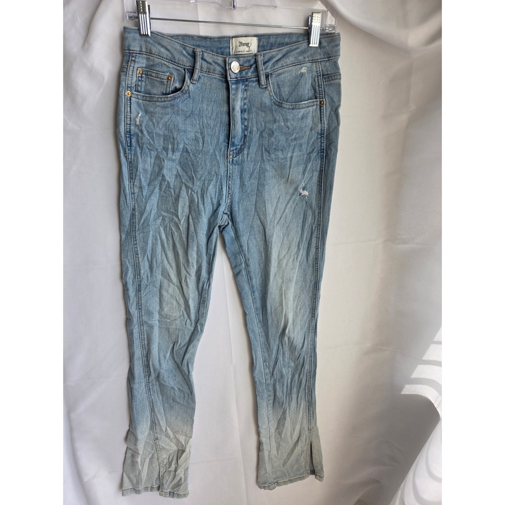 24mg Cowboy Pants Jeans Womens Blue Light Wash Slim High Rise Straight